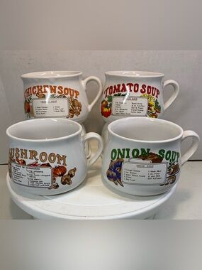 Vintage Interpur Set of 4 Collectible Soup Mugs.          3348